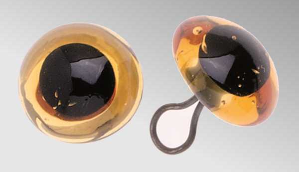 Transparente Glasaugen mit runder Pupille und Öse bernstein 
